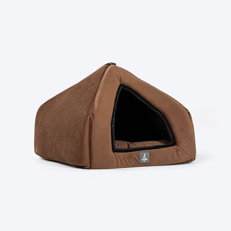 TLC Bedding With Removable Cushion For Cat & Puppy - Brown & Black - Heads Up For Tails