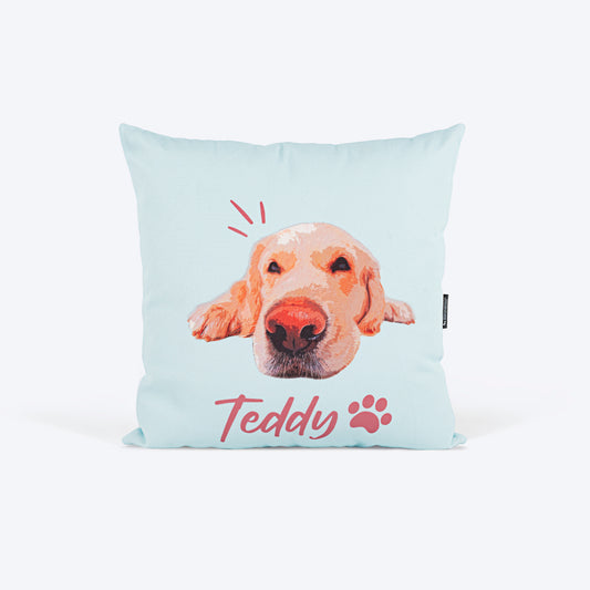 HUFT Personalised Photo Cushion For Dog & Cat - Light Blue - Heads Up For Tails