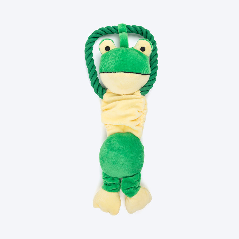 TLC Bungee Frog Squeaky Plush Toy For Dog - Green - Heads Up For Tails