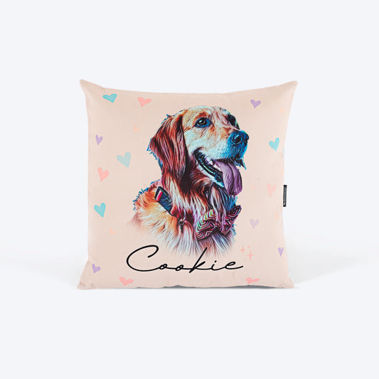 HUFT Personalised Photo Cushion For Dog & Cat - Peach - Heads Up For Tails