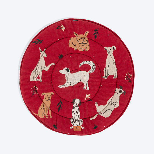HUFT Bloom Buddies Round Mat For Dog - Red
