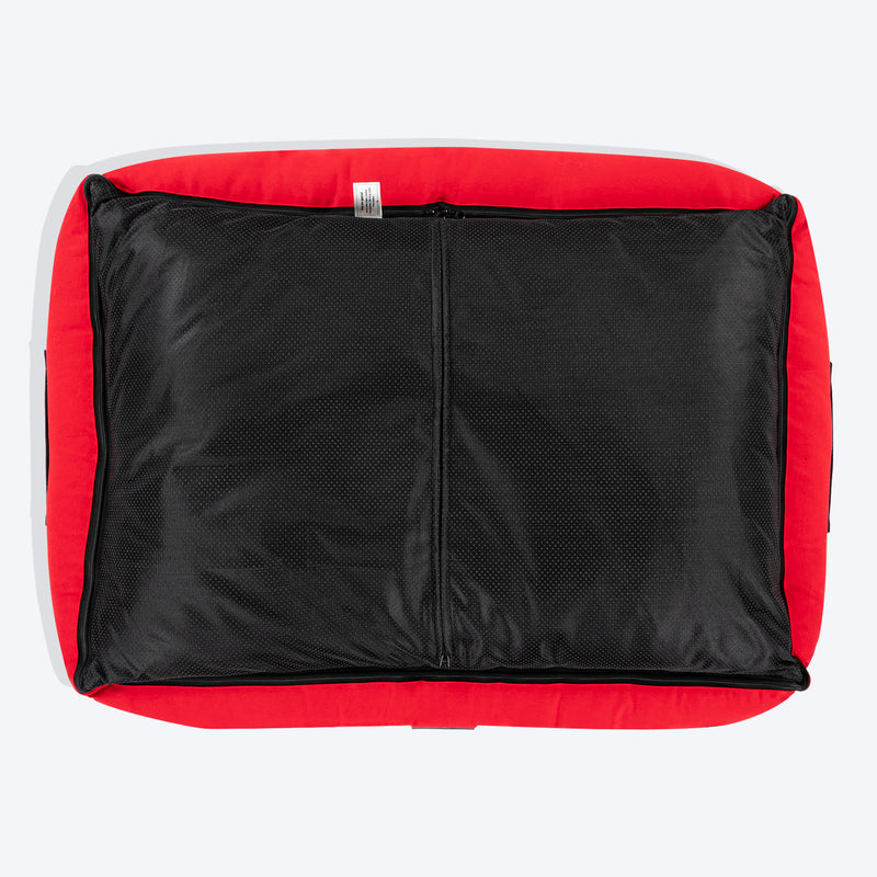 HUFT Personalised Ellie Classic Lounger Bed For Dog - Red & Navy - Heads Up For Tails