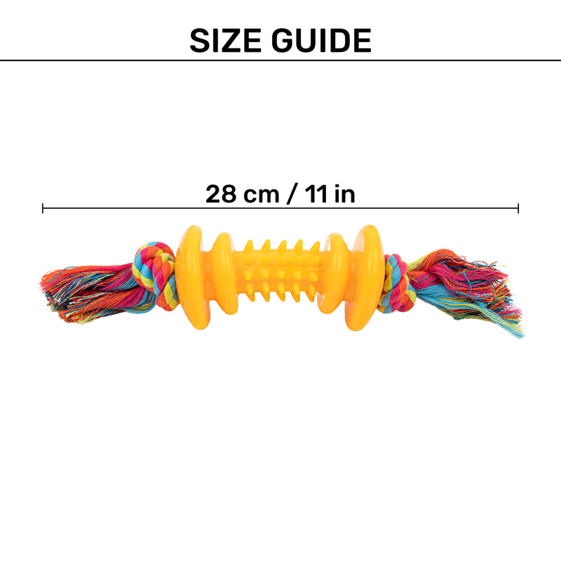 TLC Roller With Rope Chew Toy For Dog - Yellow - Heads Up For Tails