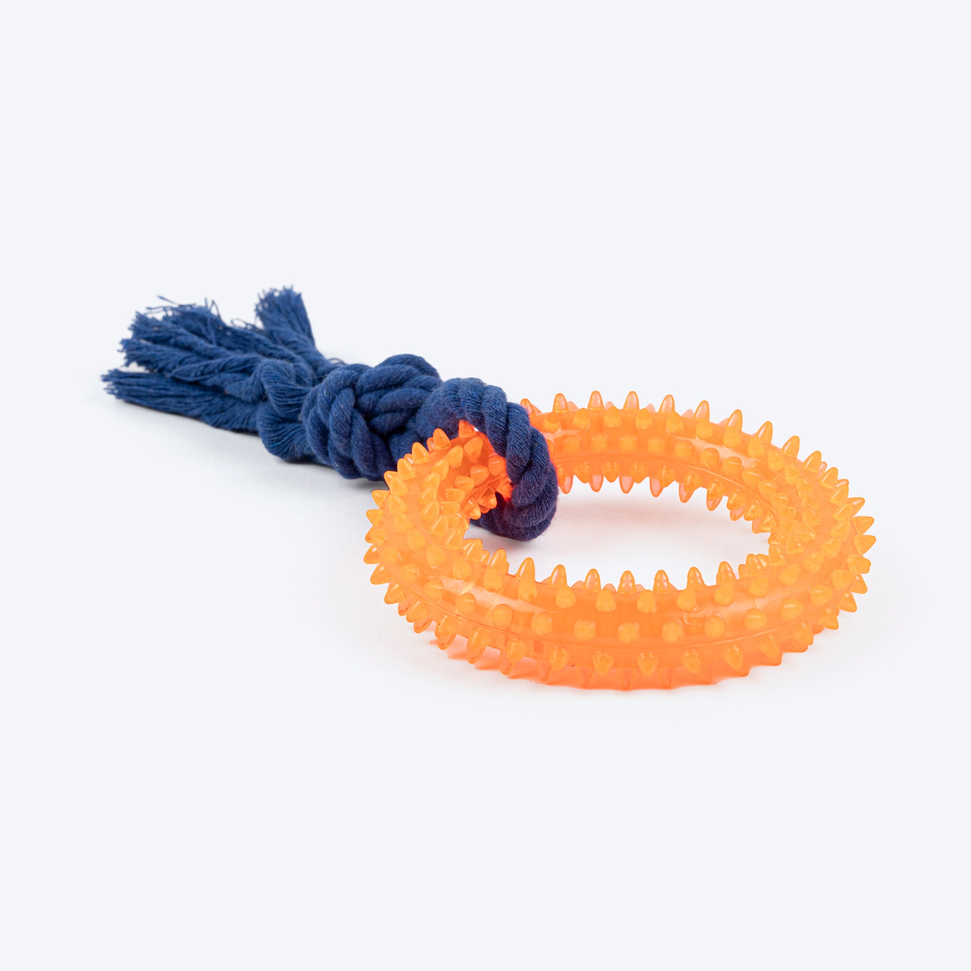 TLC Spike Ring Teether Chew Toy For Dog - Orange & Blue - Heads Up For Tails