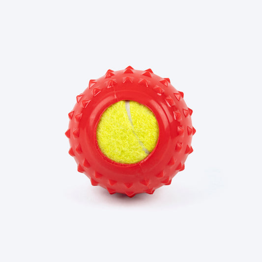 TLC Spiky Tennis Ball Chew Toy For Dog - Red