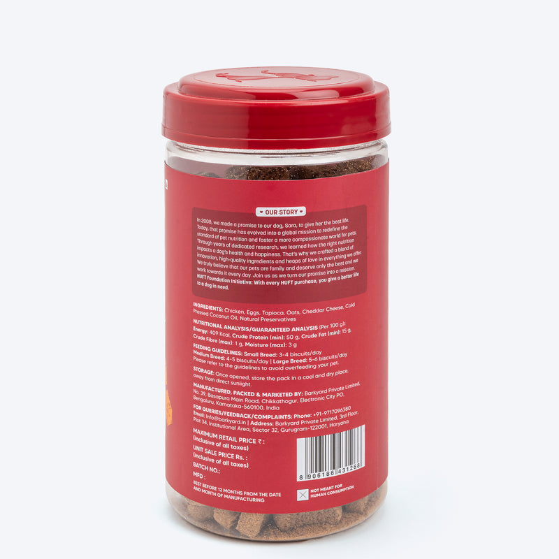Hearty Chicken & Cheddar Cheese Healthy Dog Biscuits by Heads Up For Tails, 320g, suitable for all breeds.