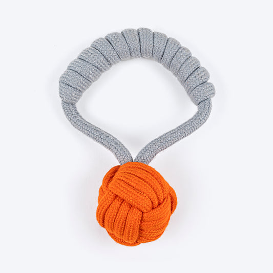 TLC Tug-A-Ball Rope Toy For Dog - Orange & Grey