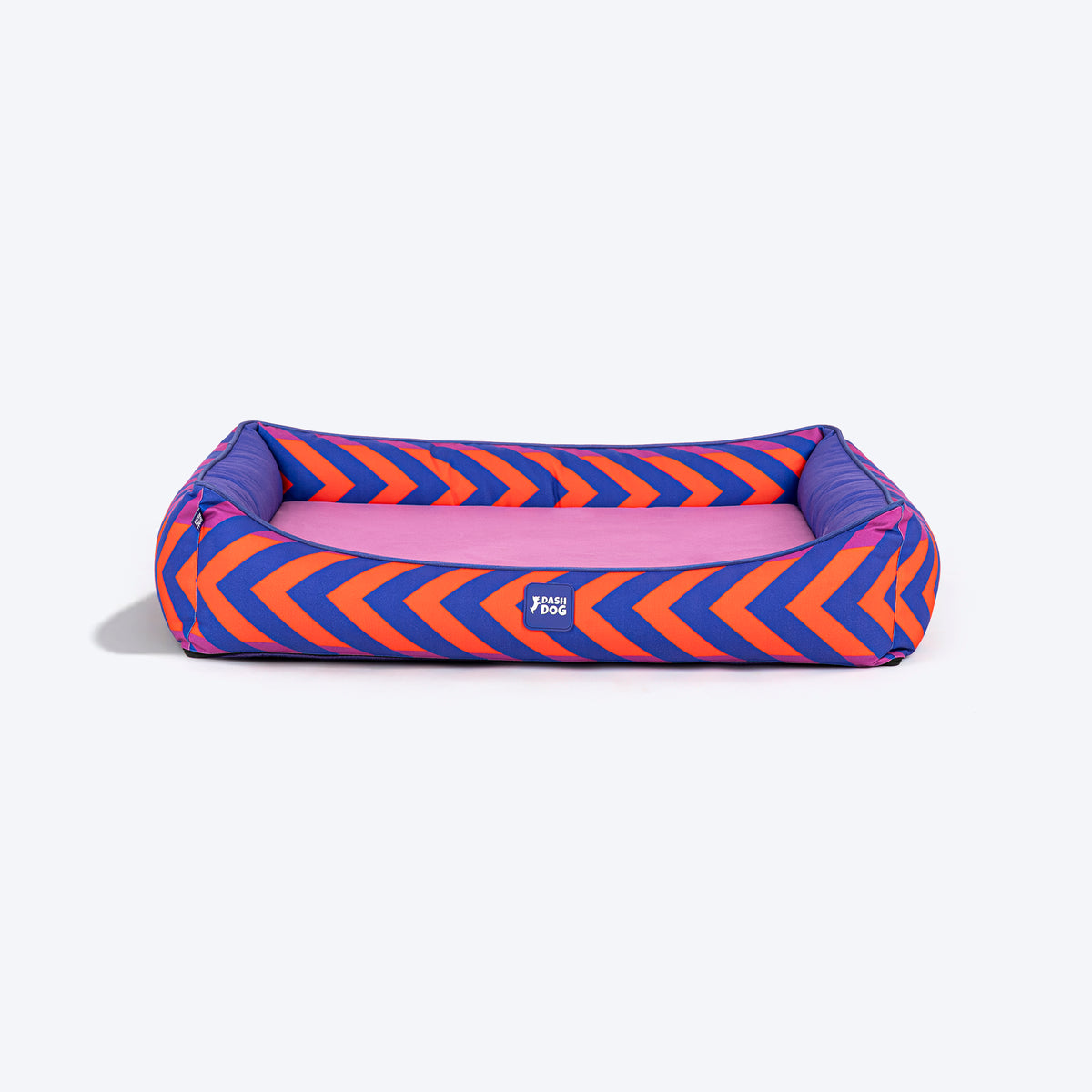 Dash Dog Chevron Water Repellent Lounger Dog Bed - Purple & Orange - Heads Up For Tails
