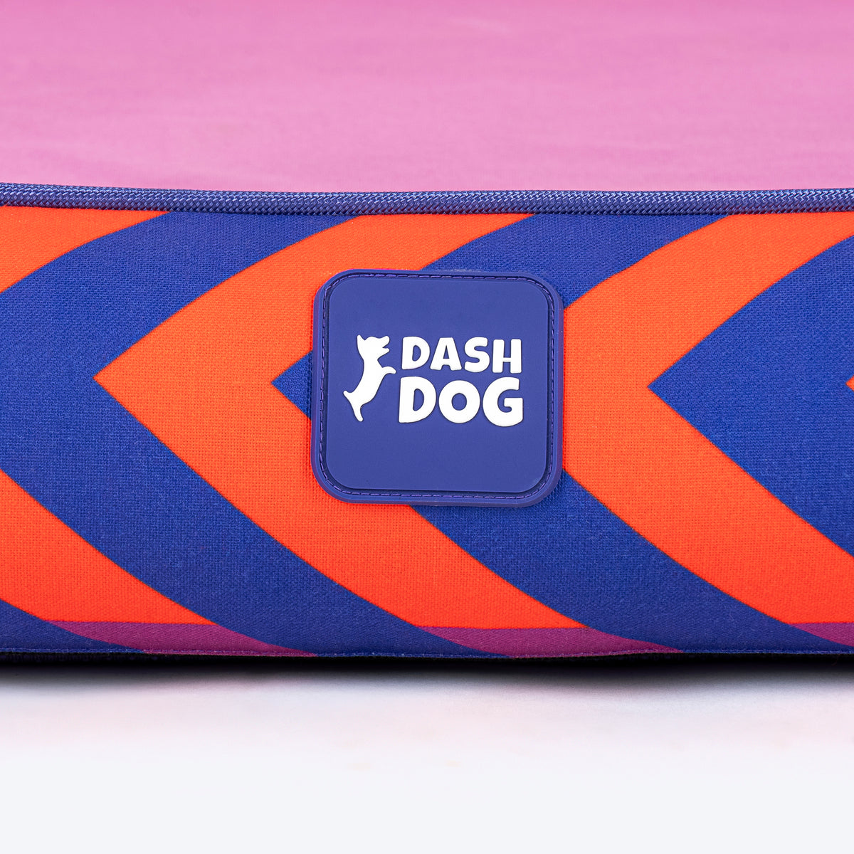 Dash Dog Chevron Water Repellent Lounger Dog Bed - Purple & Orange - Heads Up For Tails