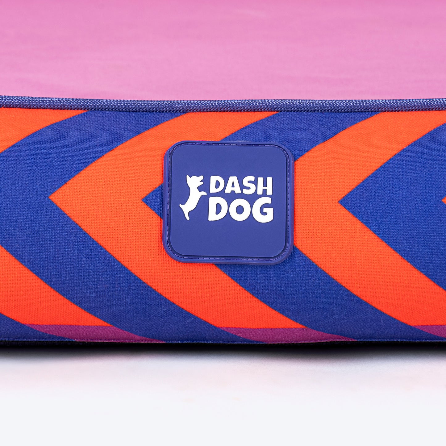 Dash Dog Chevron Water Repellent Lounger Dog Bed - Purple & Orange