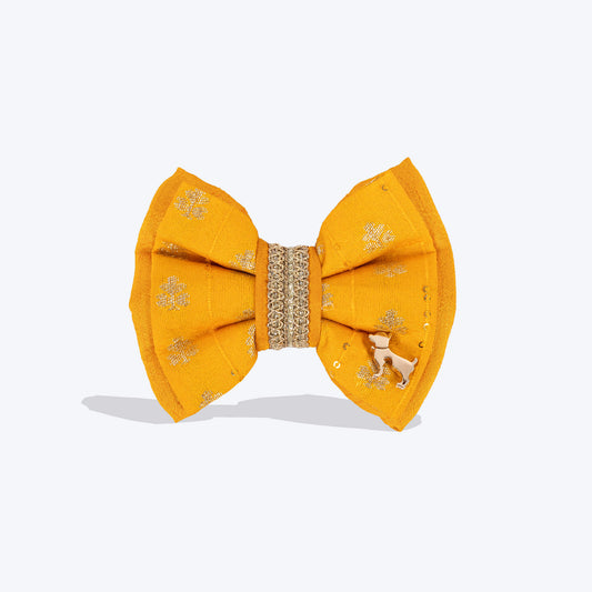 HUFT Shahi Utsav Bow Tie For Dog - Yellow