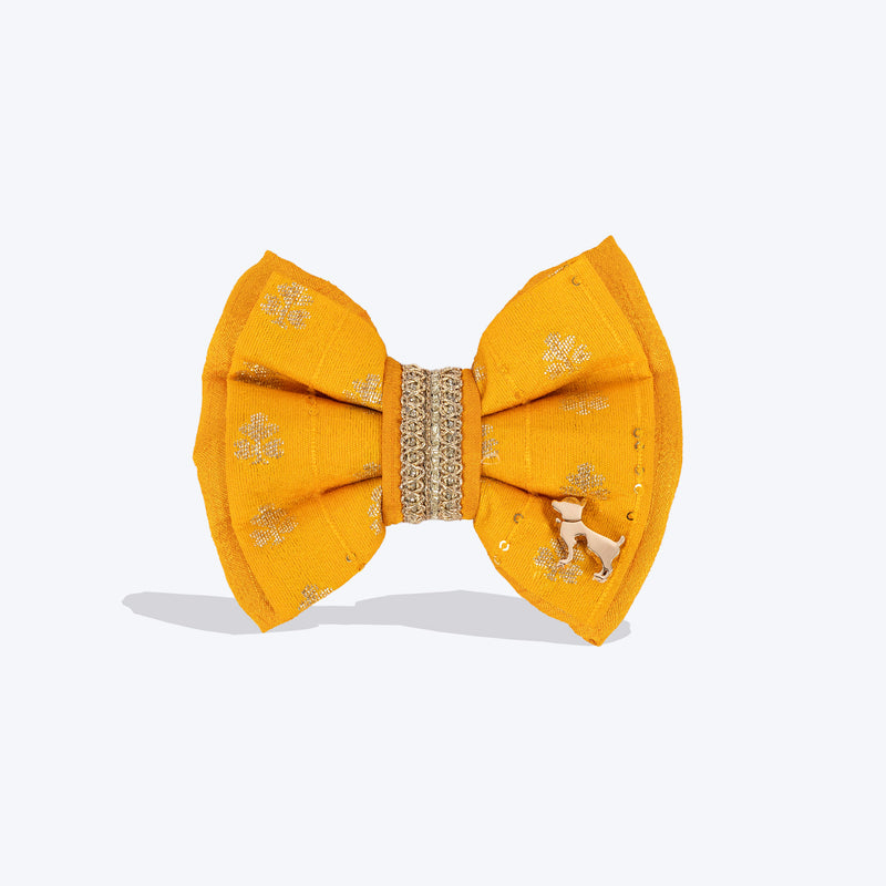 HUFT Shahi Utsav Bow Tie For Dog - Yellow