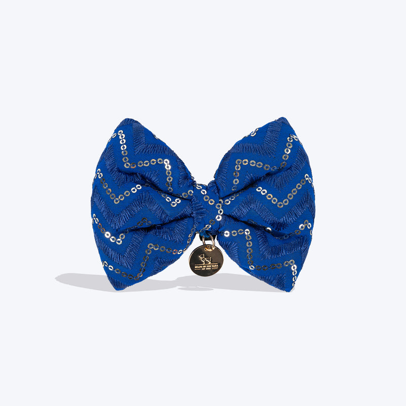 HUFT Royal Shimmer Bow Tie For Dog - Blue