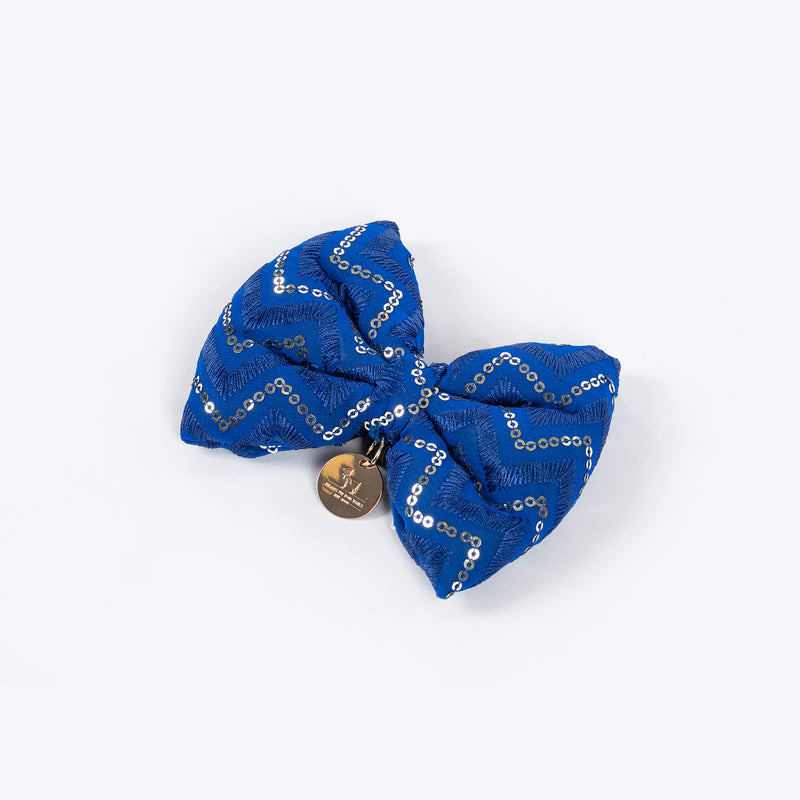 HUFT Royal Shimmer Bow Tie For Dog - Blue