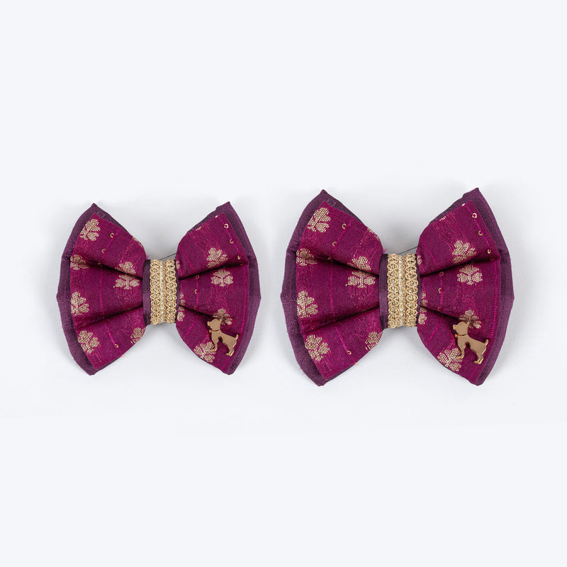 HUFT Shahi Utsav Bow Tie For Dog - Purple