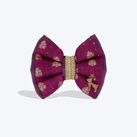 HUFT Shahi Utsav Bow Tie For Dog - Purple