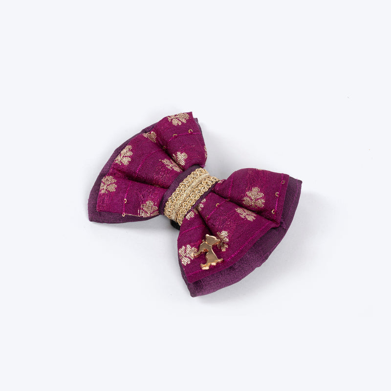 HUFT Shahi Utsav Bow Tie For Dog - Purple