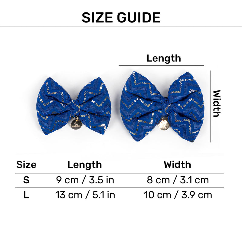 HUFT Royal Shimmer Bow Tie For Dog - Blue