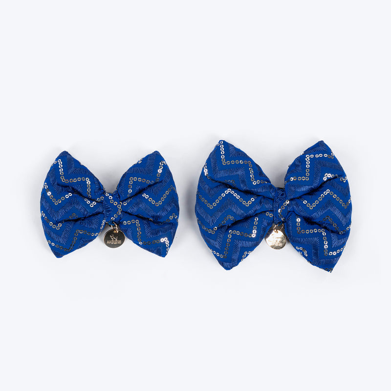 HUFT Royal Shimmer Bow Tie For Dog - Blue