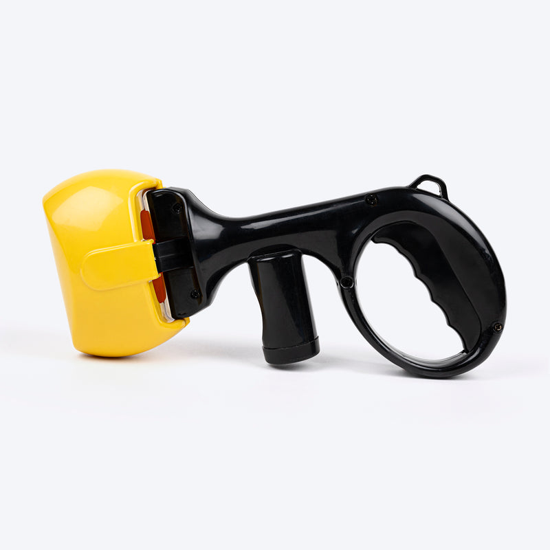 TLC Poop Scooper With Poop Bag Dispenser For Dog & Cat - Yellow & Black - Heads Up For Tails