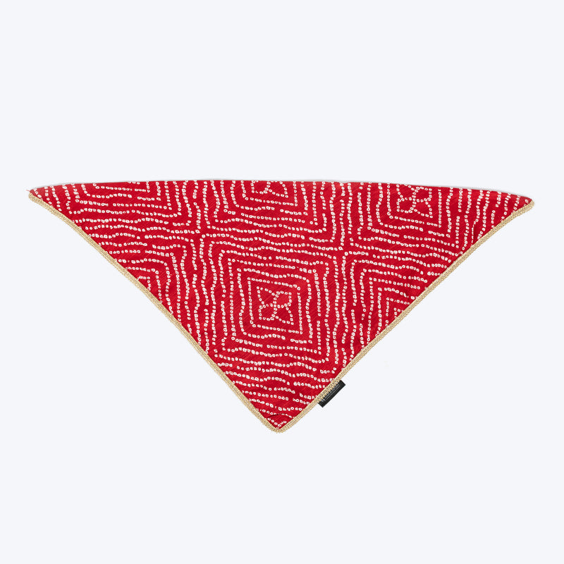 HUFT Royal Bandhani Knot Bandana For Dog - Red