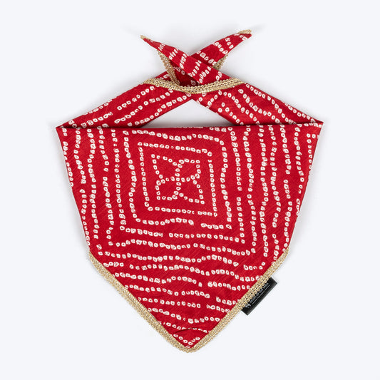HUFT Royal Bandhani Knot Bandana For Dog - Red