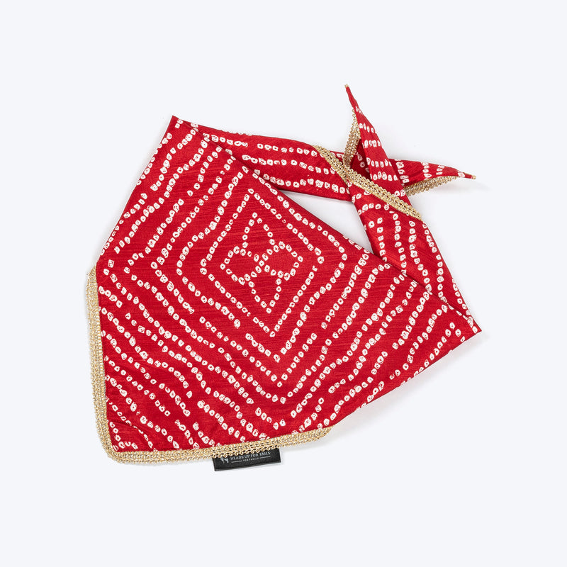 HUFT Royal Bandhani Knot Bandana For Dog - Red