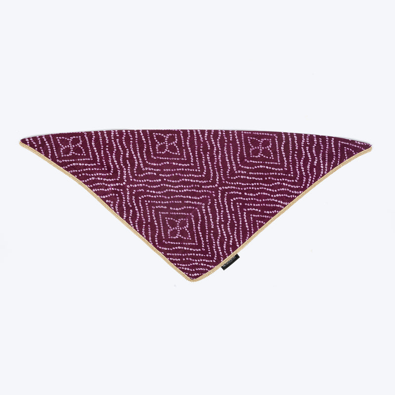 HUFT Royal Bandhani Knot Bandana For Dog - Purple