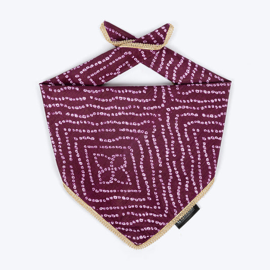 HUFT Royal Bandhani Knot Bandana For Dog - Purple