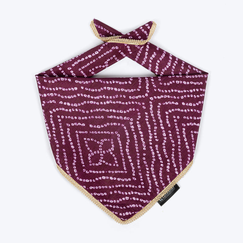 HUFT Royal Bandhani Knot Bandana For Dog - Purple