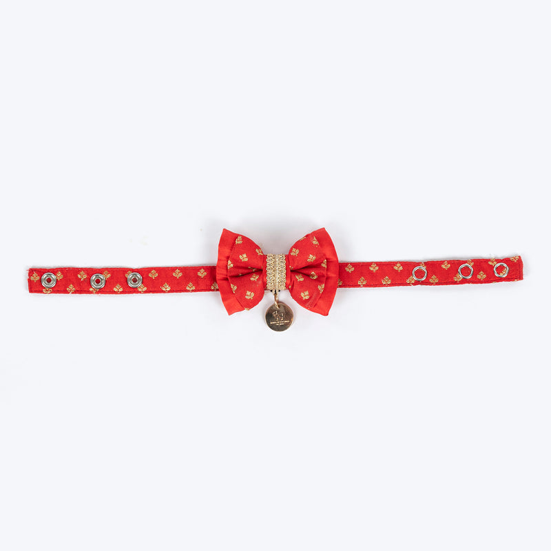 HUFT Shahi Brocade Bow Tie For Cat - Red
