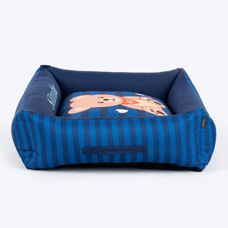 HUFT Personalised Bear Hug Lounger Bed For Dog - Blue - Heads Up For Tails