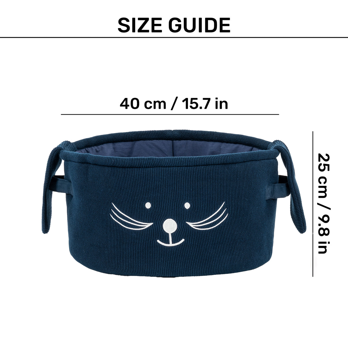 HUFT Playtime Toy Basket For Dog & Cat - Navy - Heads Up For Tails
