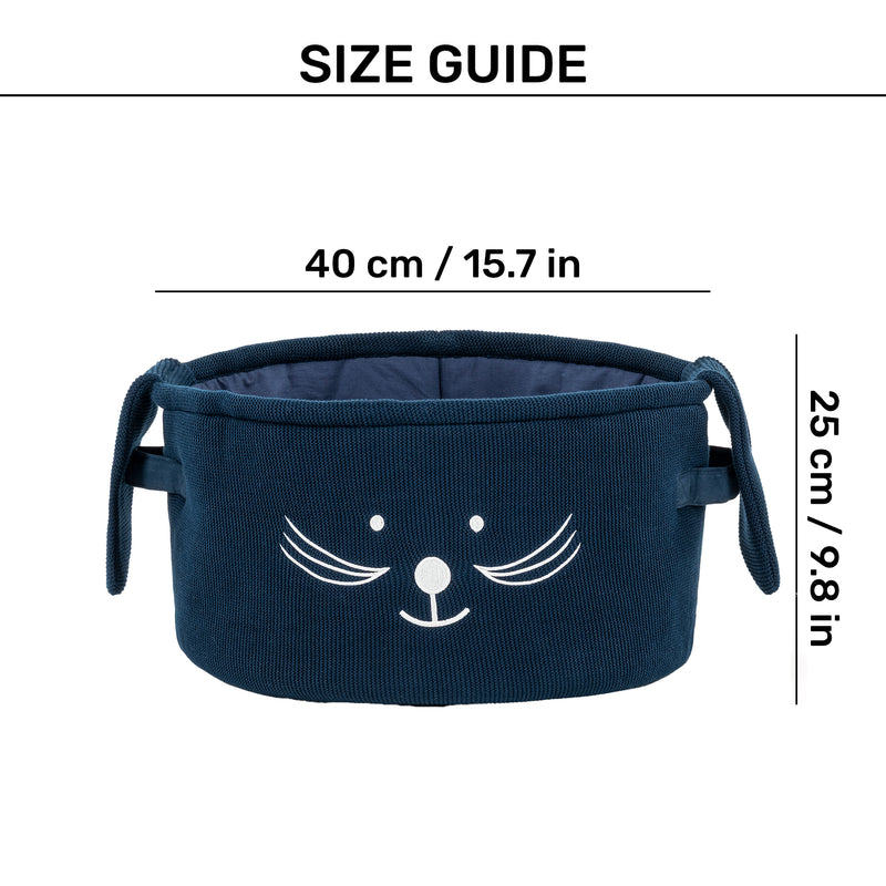 HUFT Playtime Toy Basket For Dog & Cat - Navy - Heads Up For Tails