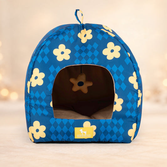 HUFT Cosy Blossom Tent Bed For Cat & Puppy - Blue