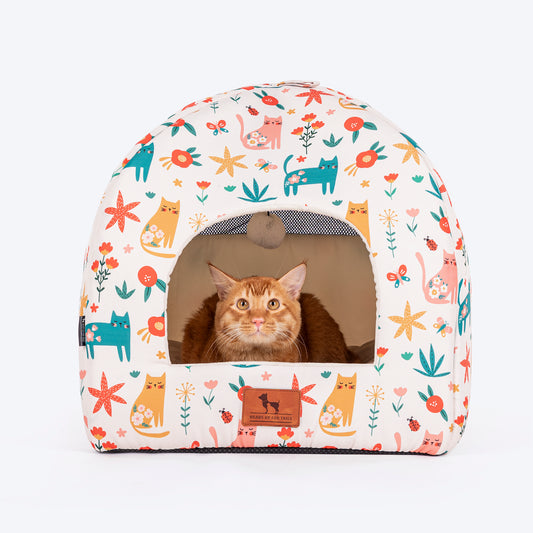 HUFT Snuggle Bloom Tent Bed For Cat - Multicolor - Heads Up For Tails