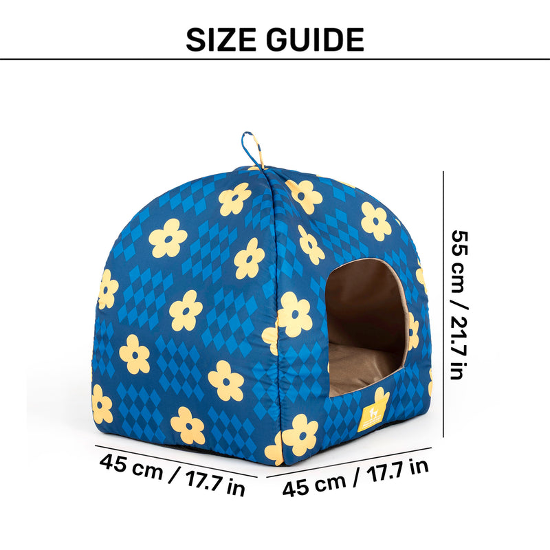 HUFT Cosy Blossom Tent Bed For Cat & Puppy - Blue