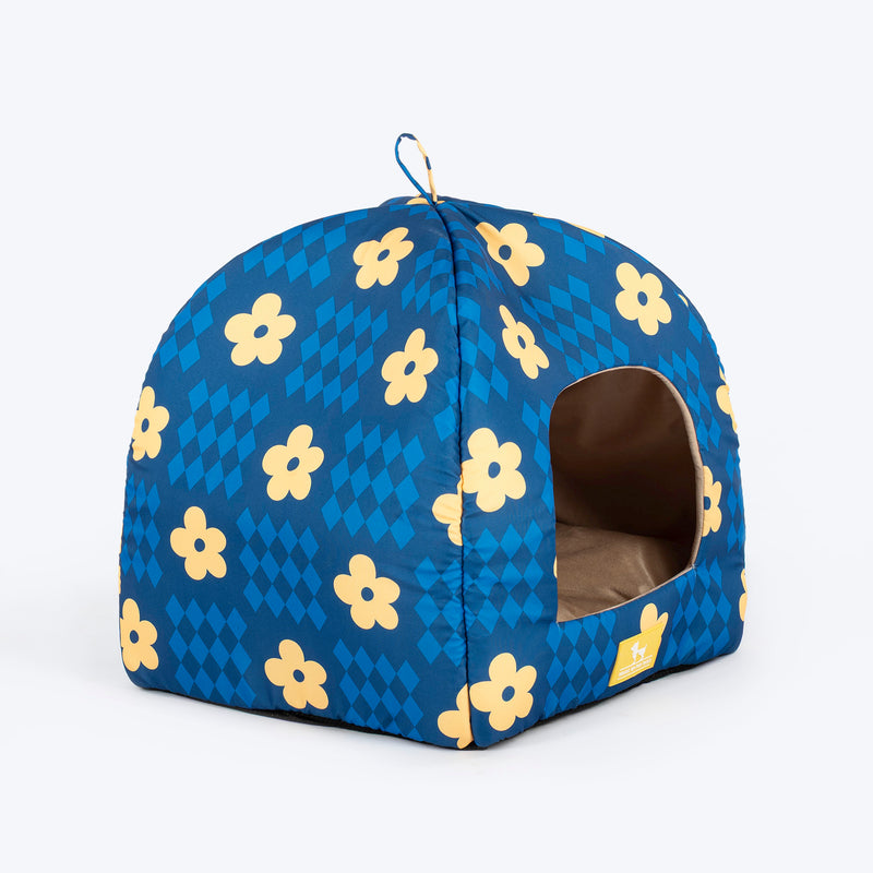 HUFT Cosy Blossom Tent Bed For Cat & Puppy - Blue