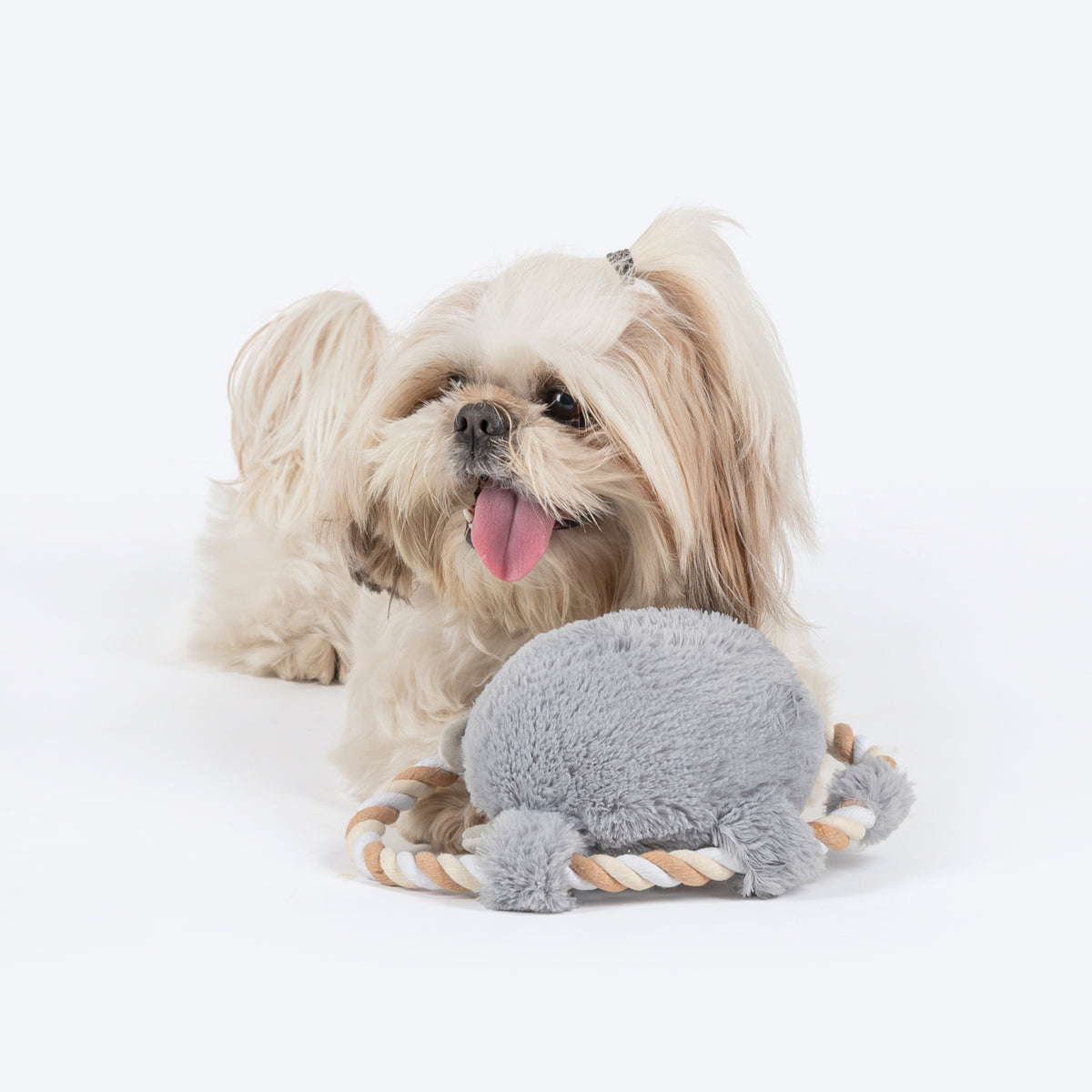 Dash Dog Happy Hippo Squeaky Plush Toy For Dog - Grey - Heads Up For Tails