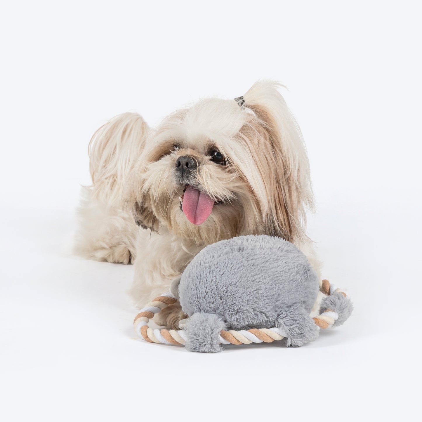 Dash Dog Happy Hippo Squeaky Plush Toy For Dog - Grey - Heads Up For Tails