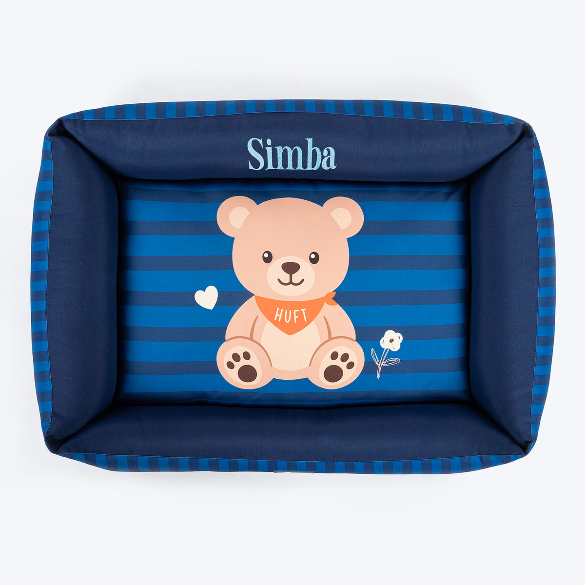HUFT Personalised Bear Hug Lounger Bed For Dog - Blue - Heads Up For Tails