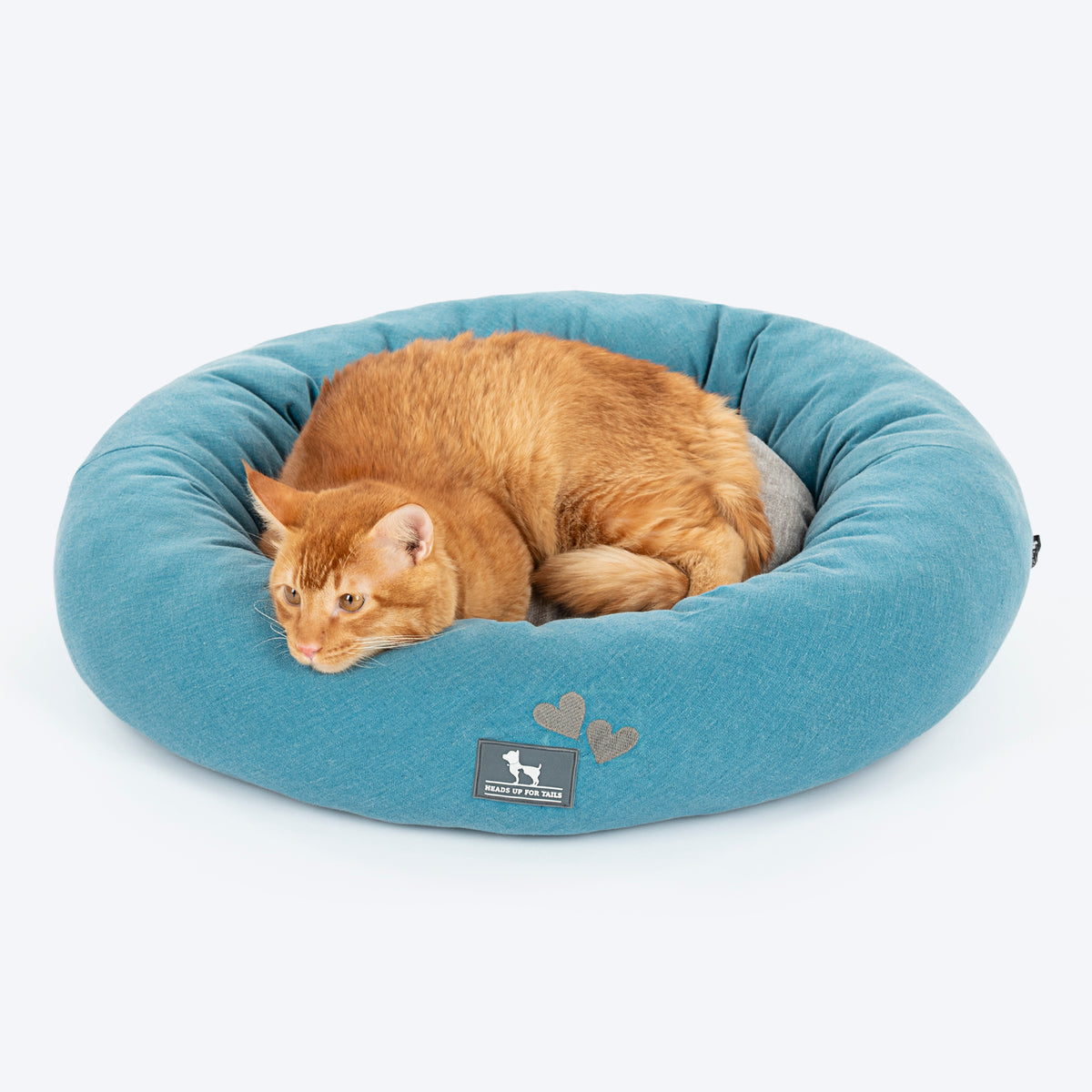 HUFT Dreamy Donut Bed For Cat & Puppy - Teal & Grey - Heads Up For Tails