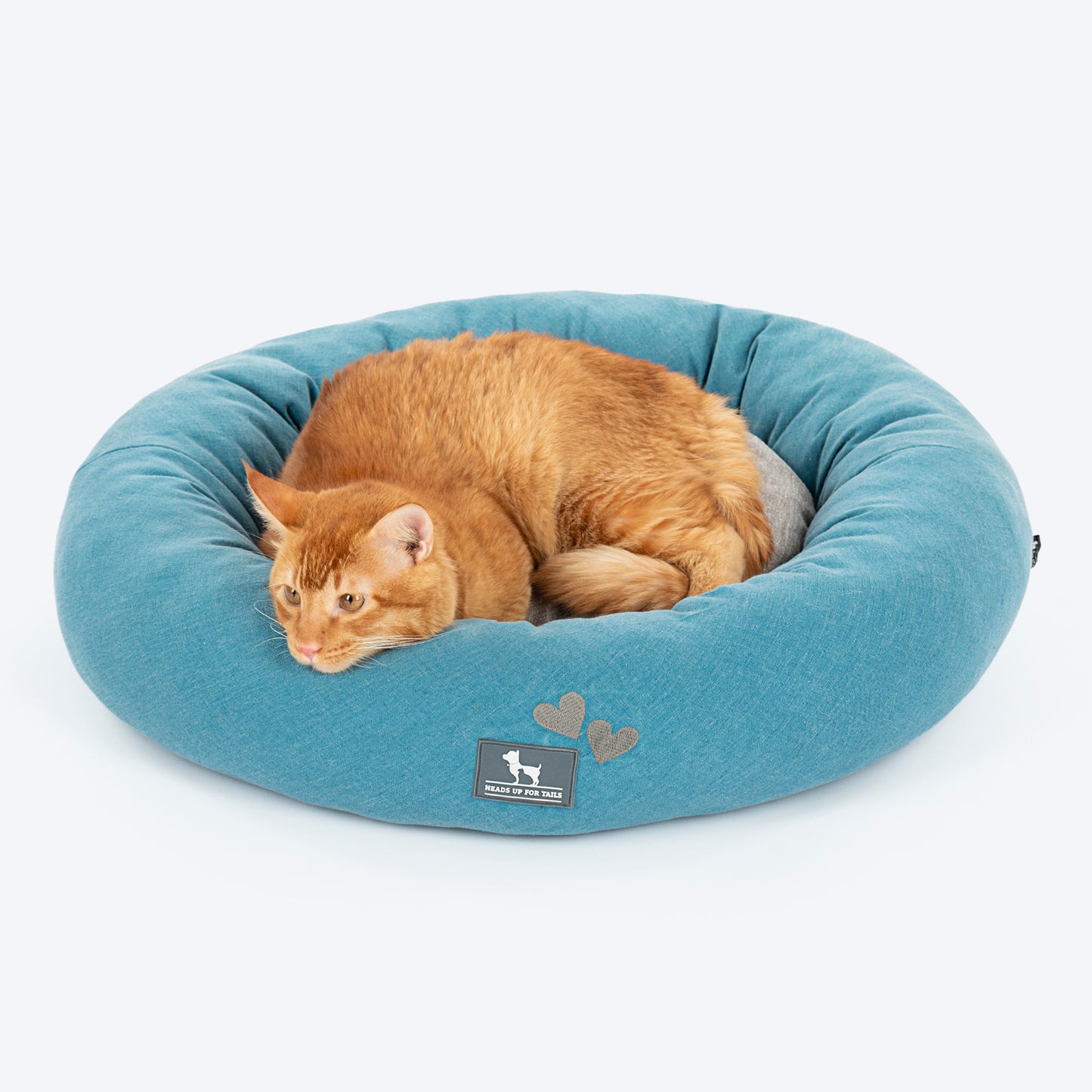 HUFT Dreamy Donut Bed For Cat & Puppy - Teal & Grey