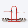 SUPER Premium Range U Shaped Double Diner Stand With Steel Dog Bowl Inserts - Red_05