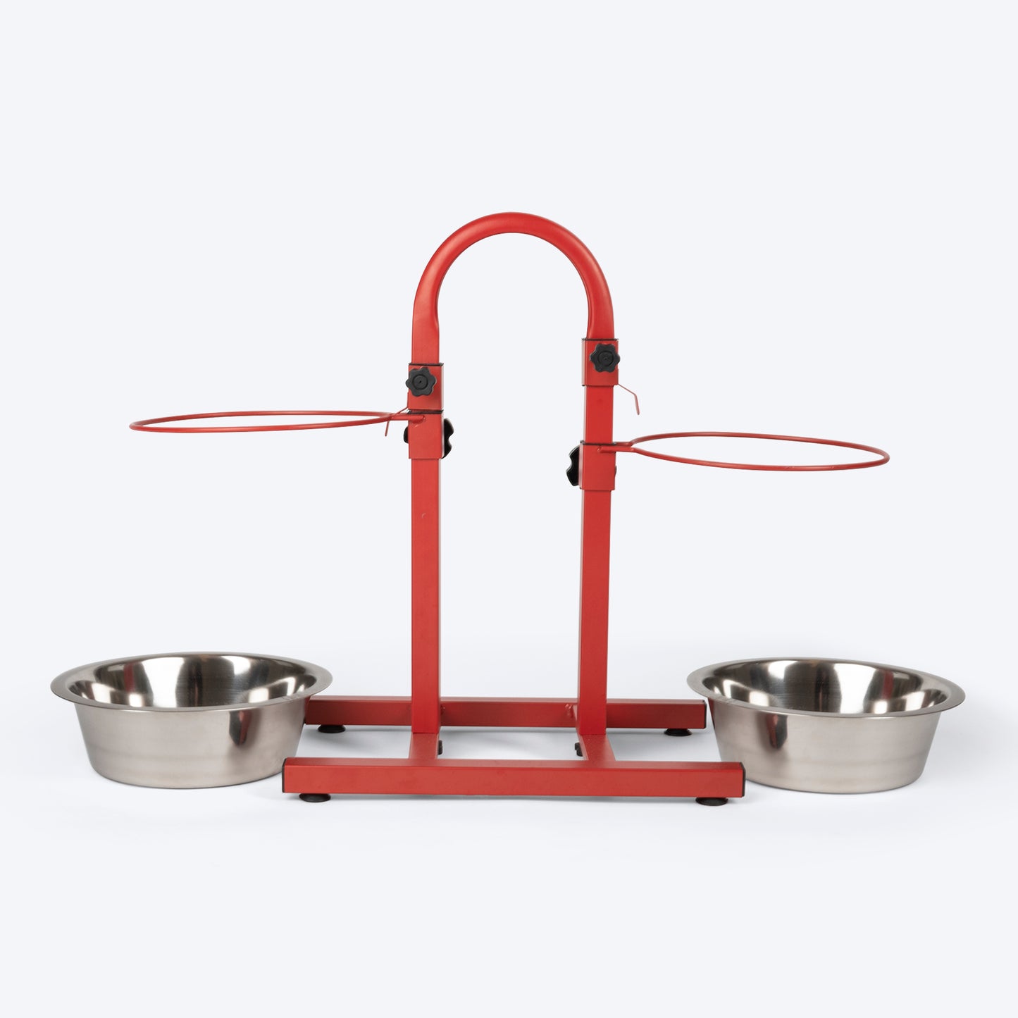 SUPER Premium Range U Shaped Double Diner Stand With Steel Dog Bowl Inserts - Red_05