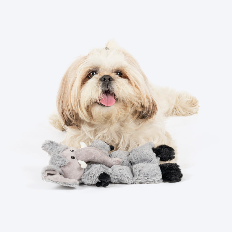 HUFT Cuddlephant Squeaky Plush Toy For Dog - Grey - Heads Up For Tails