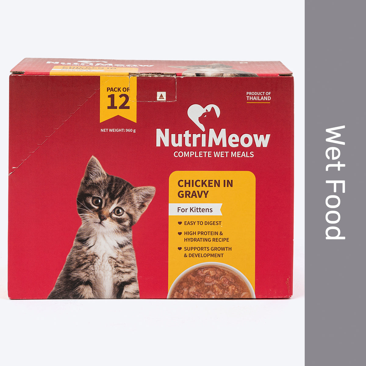 NutriMeow Chicken in Gravy Wet Food For Kitten - Pack Of 12 (80 gm Each)