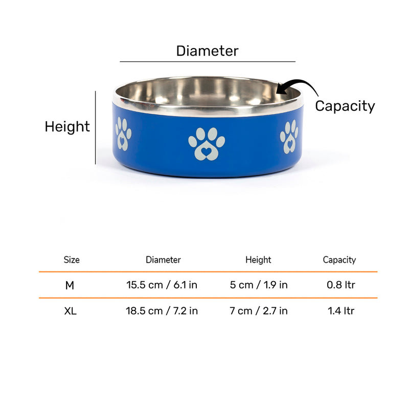 HUFT Foodie Paws Printed Bowl For Dog - Blue