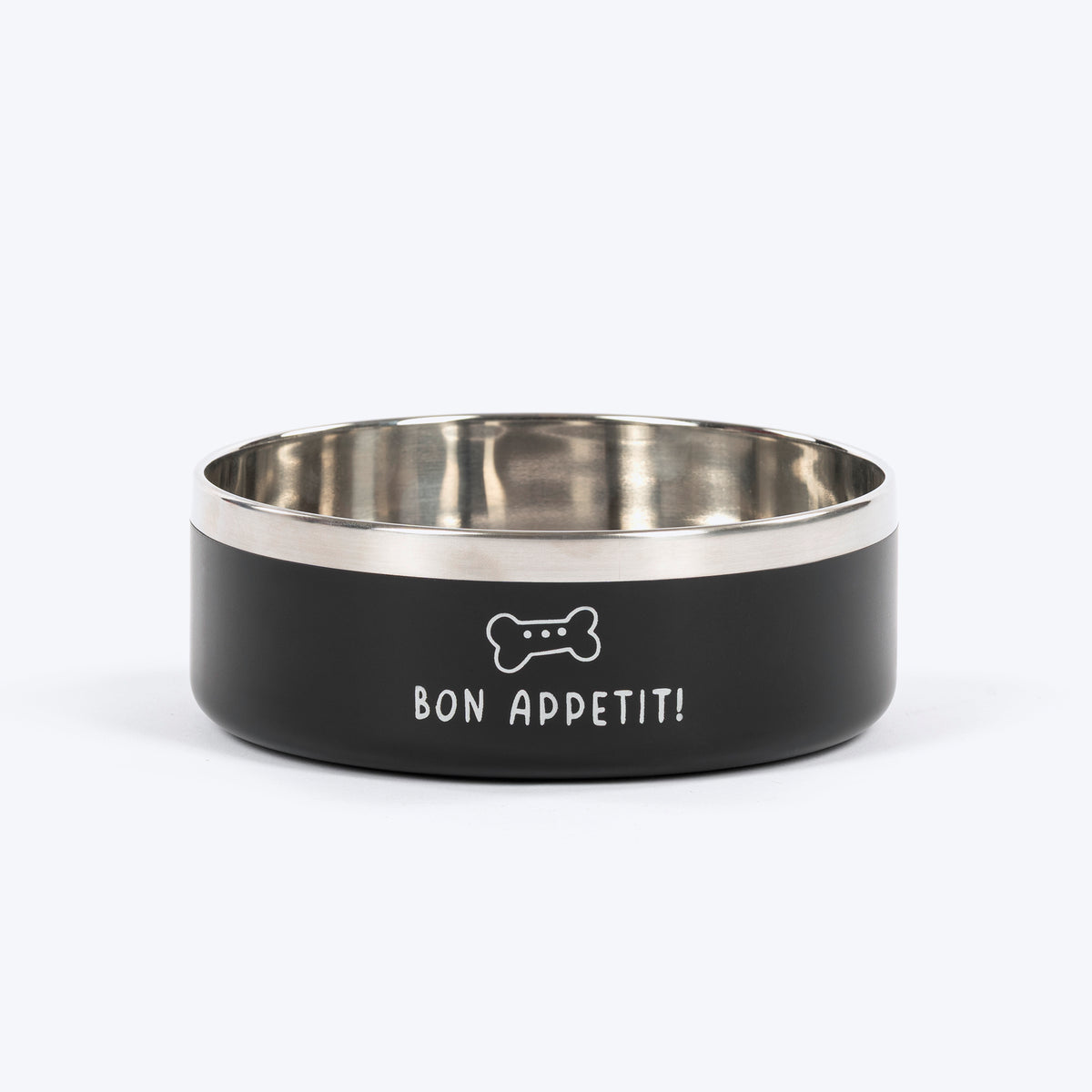 HUFT Bon Appetit Printed Bowl For Dog - Black
