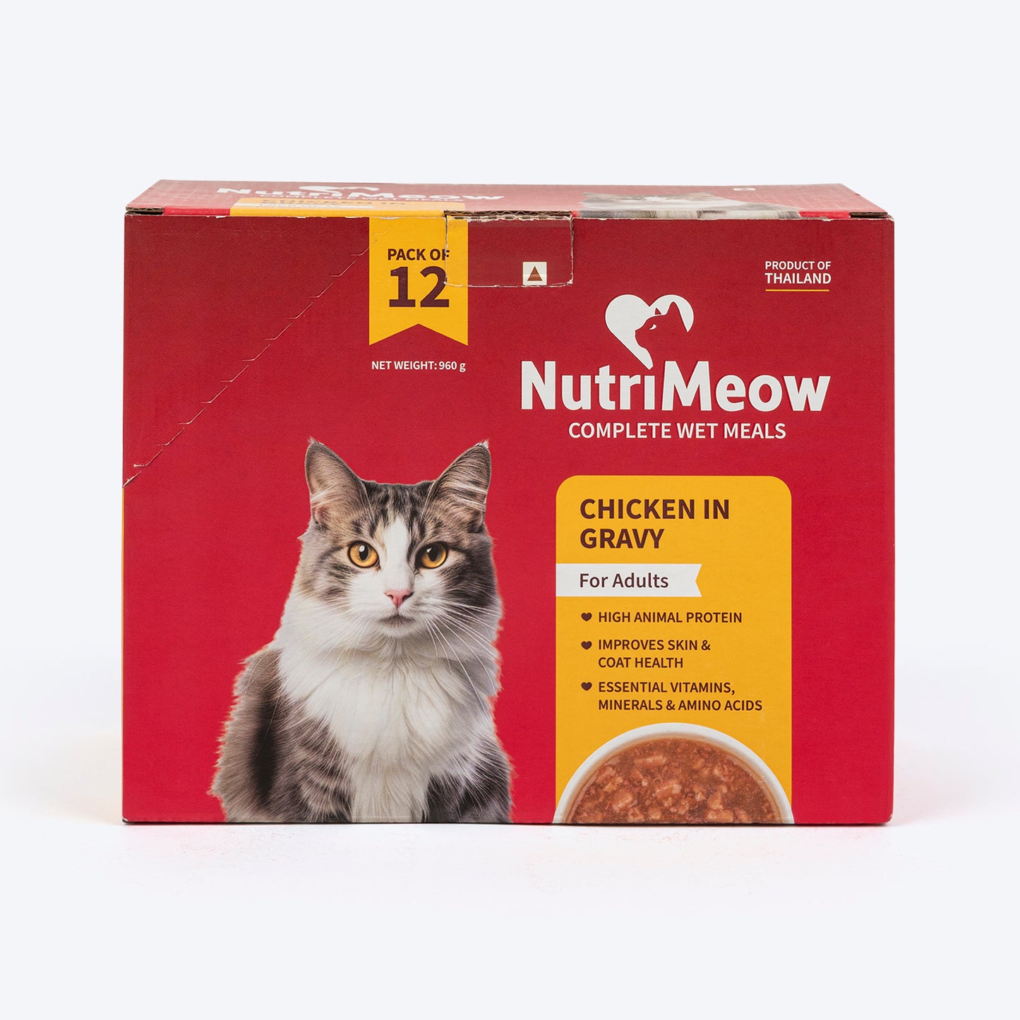 NutriMeow Chicken In Gravy Wet Food For Adult Cat - 80 gm - Heads Up For Tails